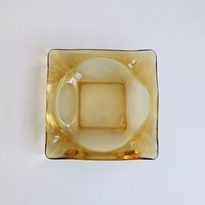 Vintage Yellow Amber Glass Ashtray